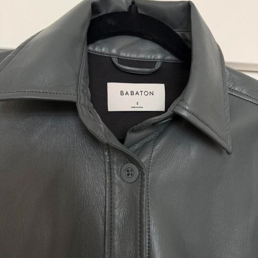 Aritzia Oversized Babaton Leather Jacket Gray Small Fall 2025